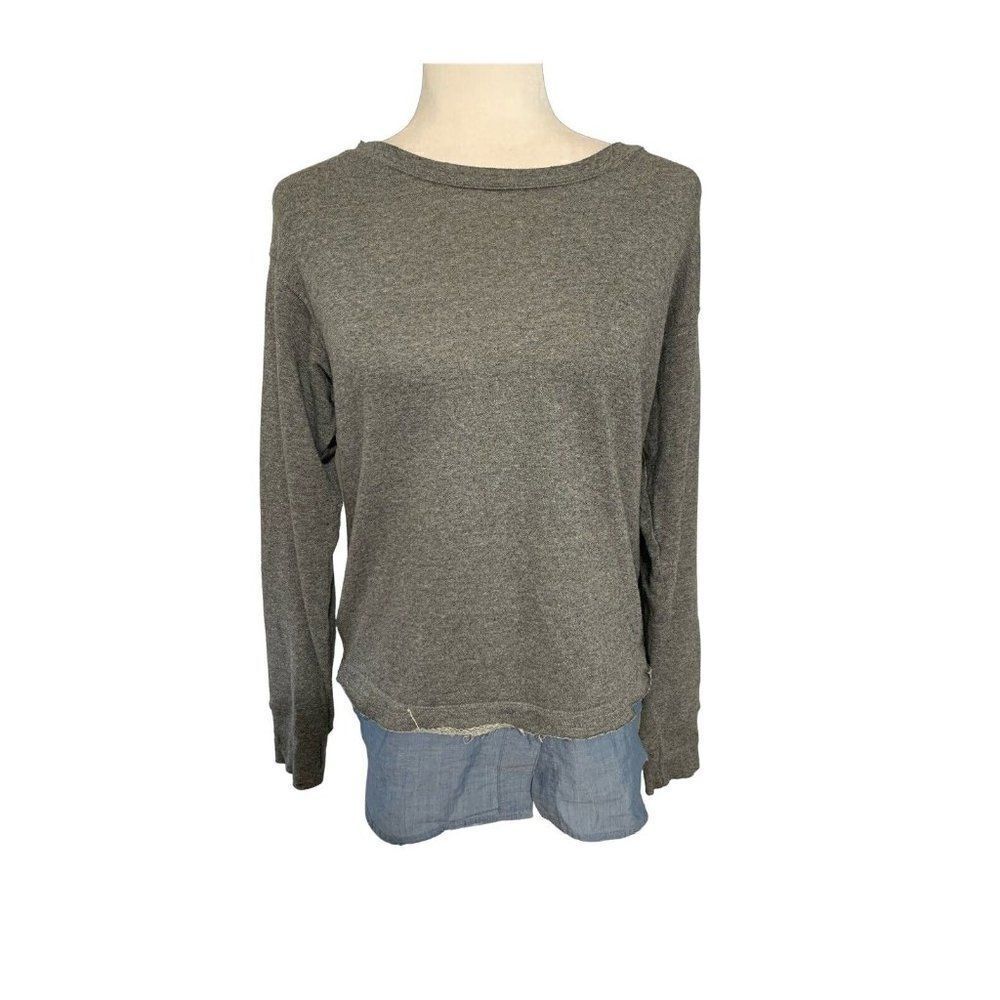 current elliott womens gray blue long sleeve sweater top 1 small